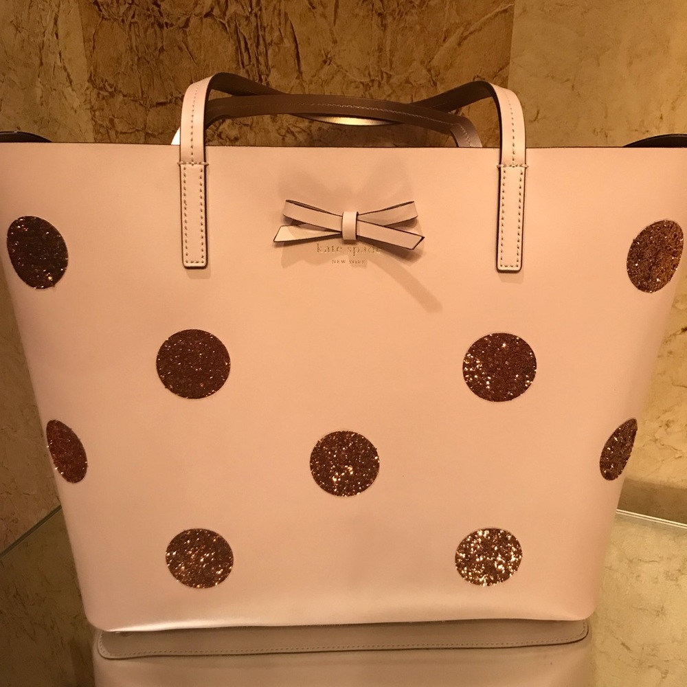 Kate Spade Pink Tote with Glitter Polka Dots